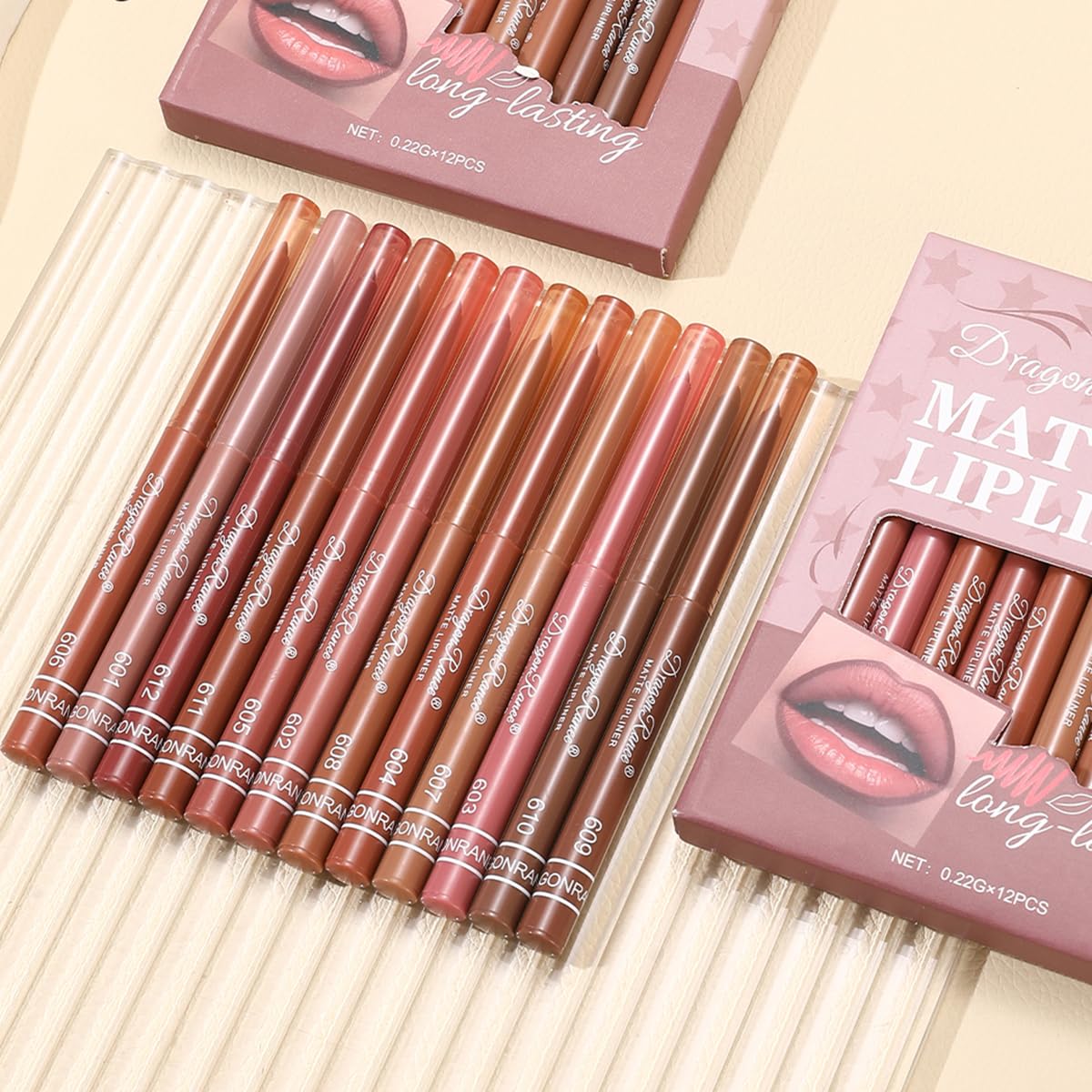 12PCS Pink Creamy Matte Lip Liner Pencil Set - Waterproof Long-Lasting Color for Perfect Pout | Soft Pink Makeup Kit