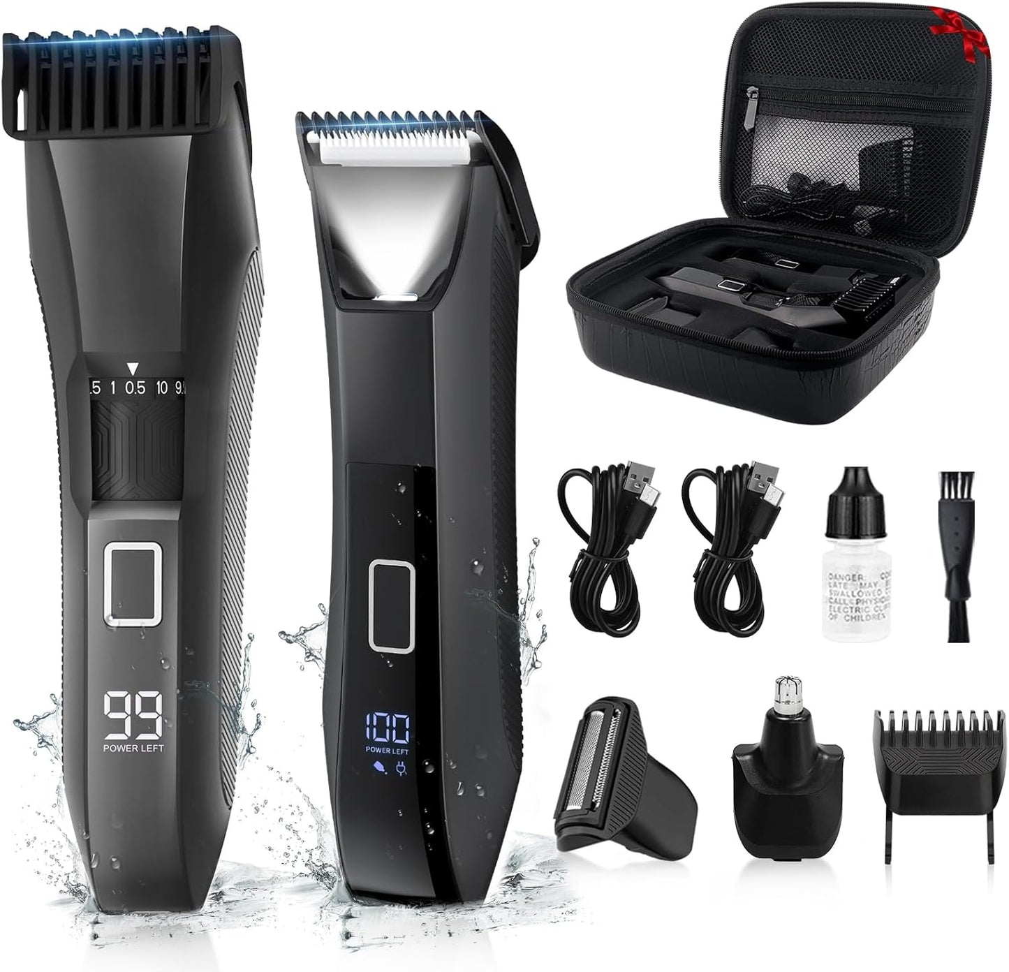 Beatslm Beard Trimmer for Men - All-in-One Waterproof Grooming Kit | Rechargeable, LED Display, Travel Case