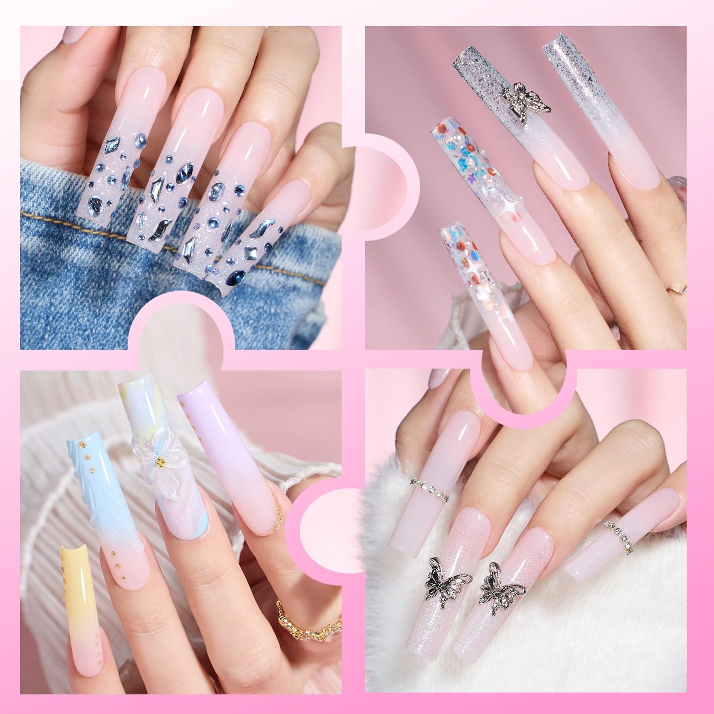 Beetles Tipex Lite Instant Apex Nail Tips, XXL Square, No Builder Gel Needed, 160pcs 16 Sizes 00-14 for DIY Salon-look Extensions