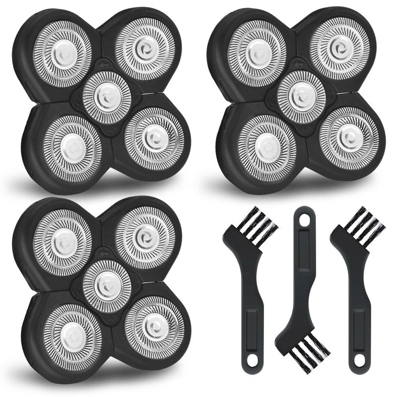 3 PCS Blades Refills for Freebird Head Shaver, 5 Blades Razor Replacement Heads Bald Men Freedom Grooming for free bird + 3 Cleaning Brush