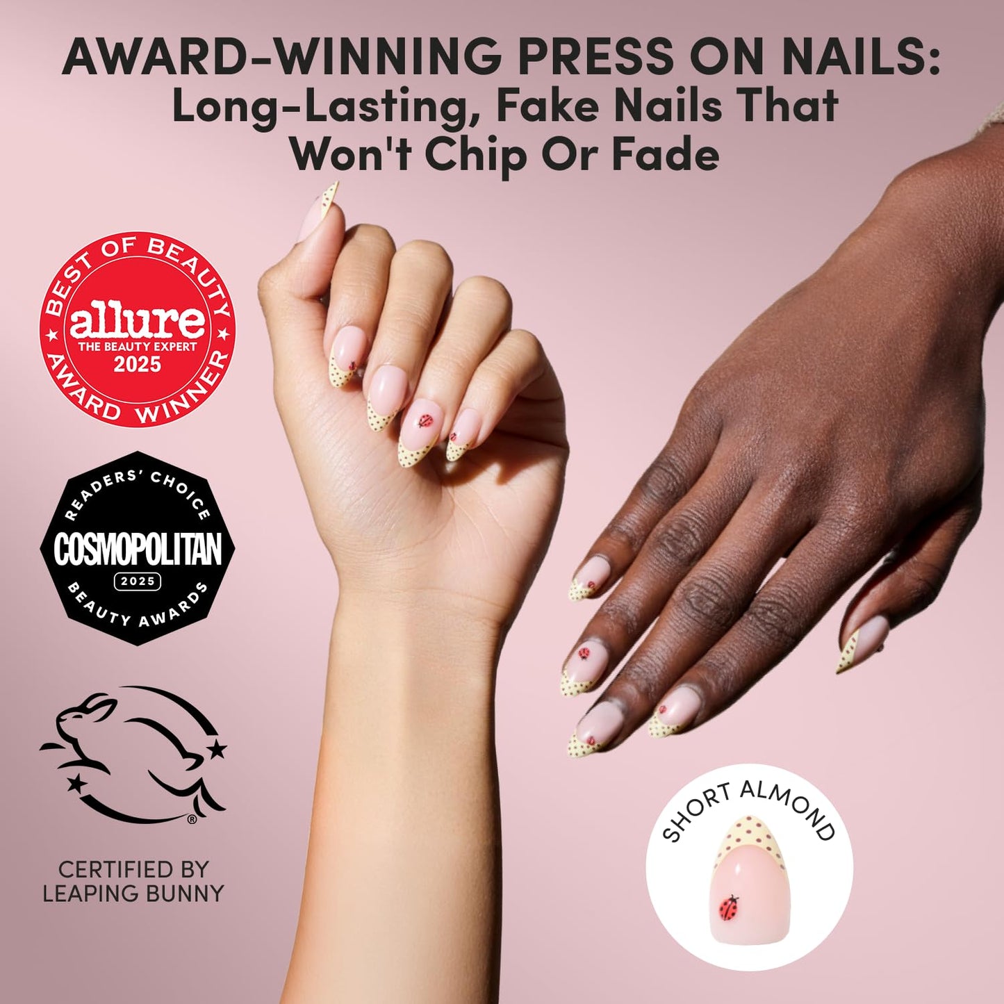 Glamnetic Press-On Nails Bundle - Polka Dot French Tips & Greek-Inspired Designs | Short Almond, Oval & Squoval Styles