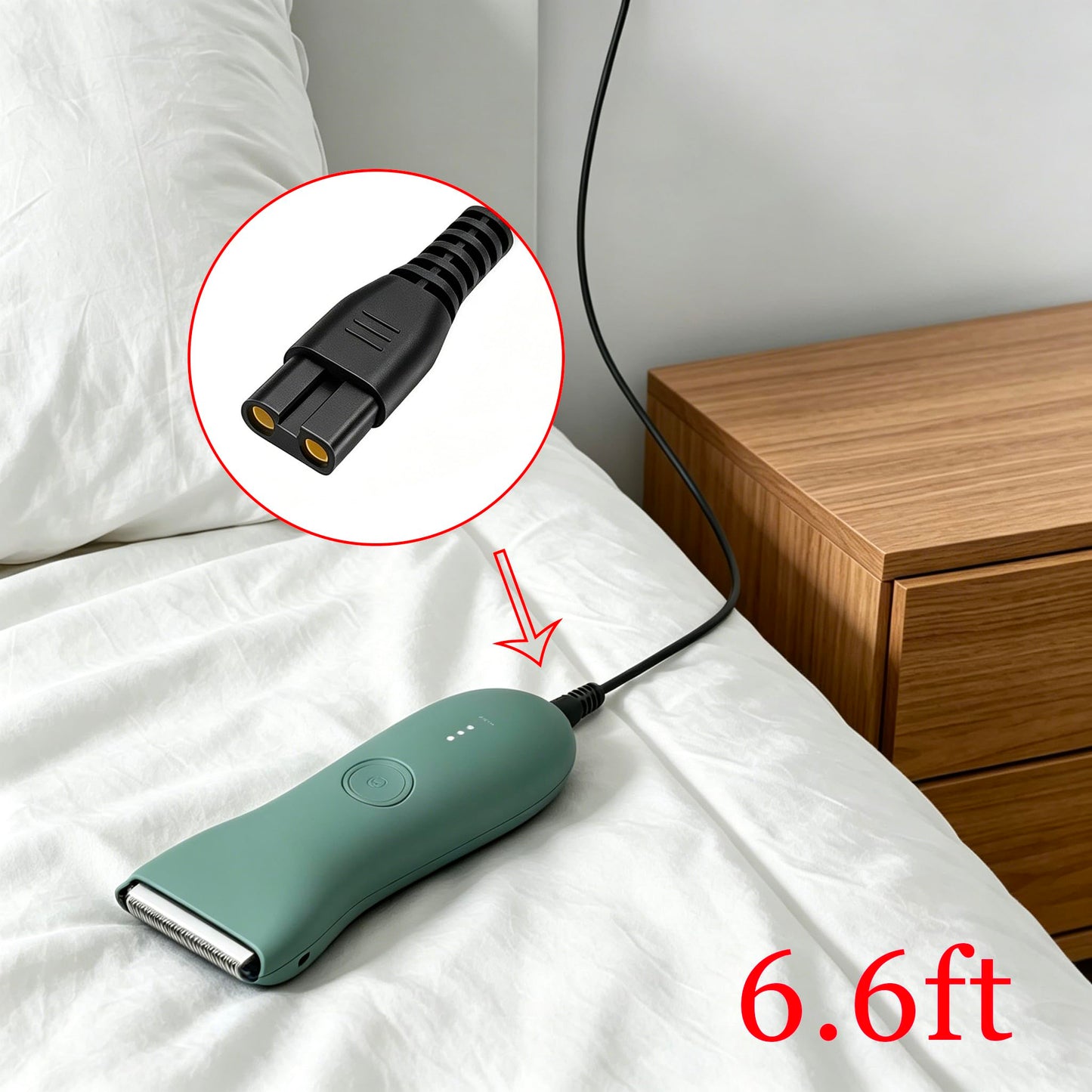 Charger Cable Compatible with Meridian Grooming Electric Shaver & Trimmer, USB Travel Charging for M2B/M2C/M2A/M2G Women's Razors with Cleaning Brush, 6.6ft Flexible Cord