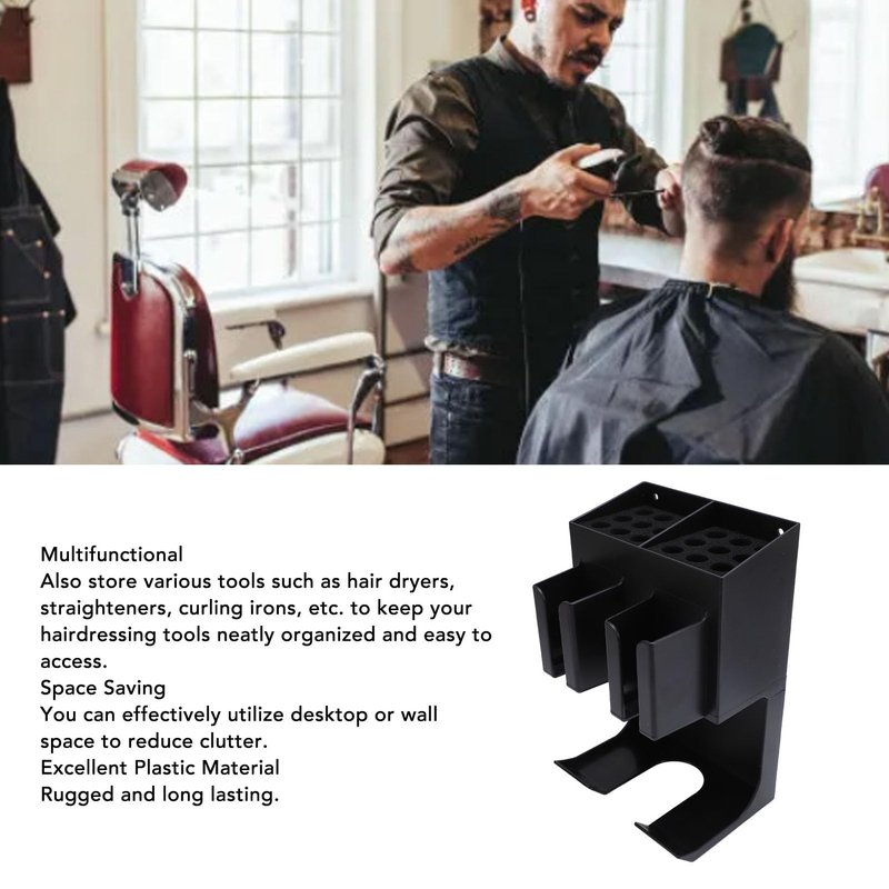 Barber Clipper Holder, Plastic Hair Trimmer Storage Rack Wall Mounted Hair Tool Organizer Hair Dryer and Styling Holder for Home and Salons