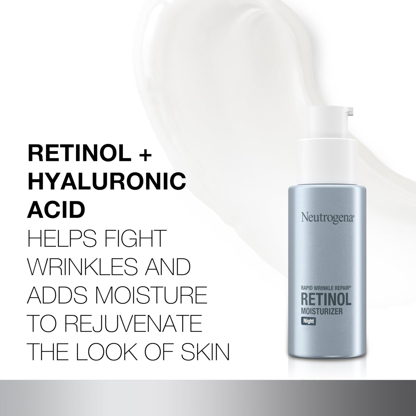 Neutrogena Retinol Face Moisturizer Cream, Rapid Wrinkle Repair, Anti-Wrinkle Night Moisturizer, Anti-Wrinkle Face & Neck Cream Moisturizer with Hyaluronic Acid & Retinol, Paraben-Free, 1 fl. oz