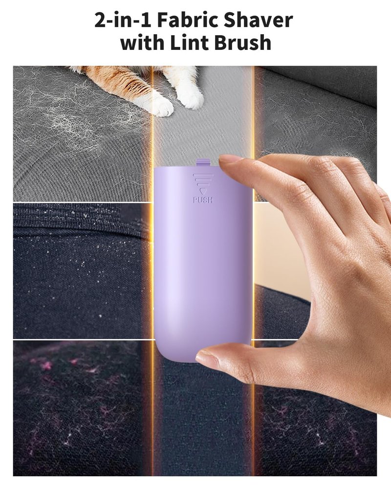 coldSky Fabric Shaver, 𝟮 𝗶𝗻 𝟭 Lint Remover with Brush, 1200mAh Sweater Shaver with Digital Display,3 Speeds Lint Shaver, 6-Leaf Blades Lint Remover for Clothes, Sofa, Bedding,Purple
