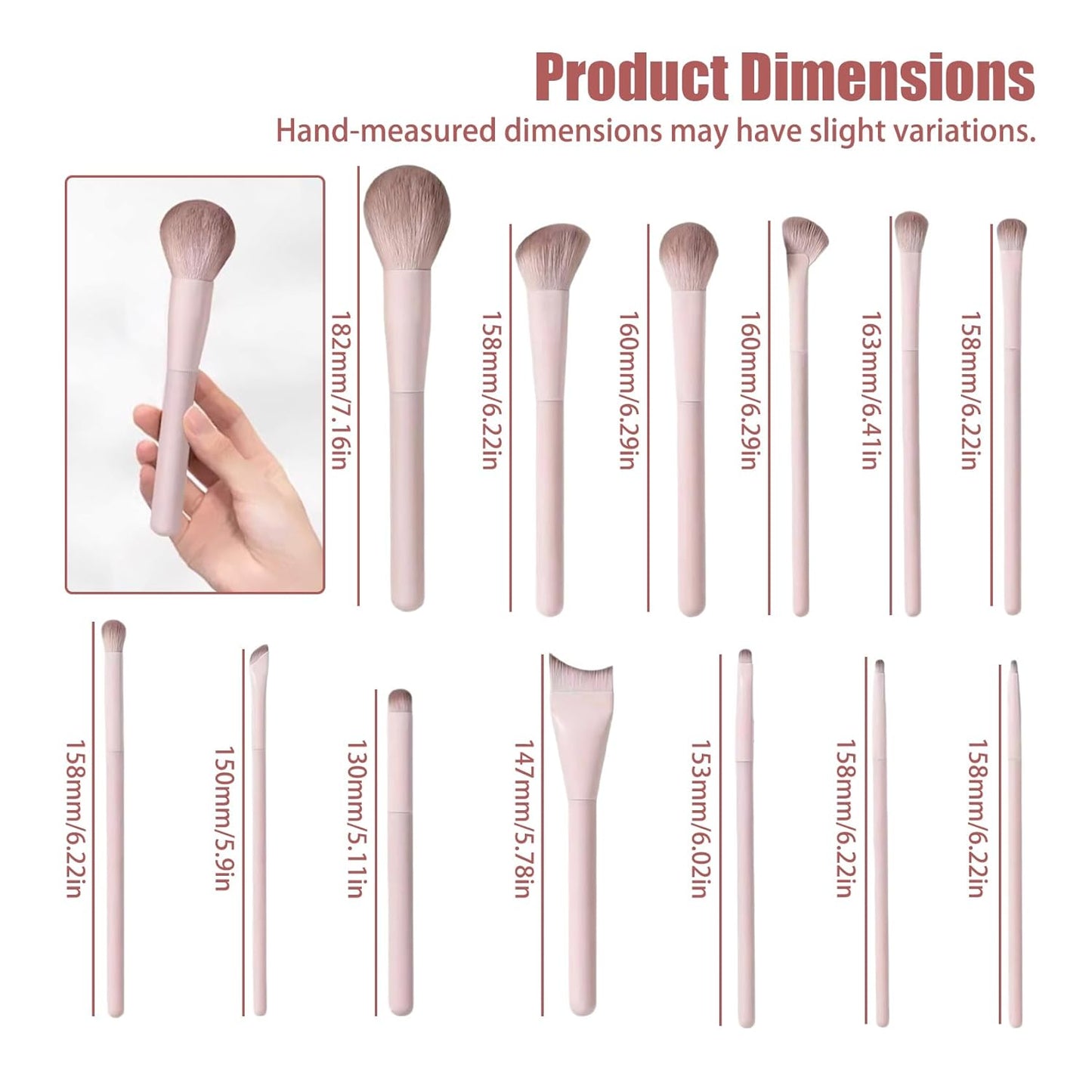Makeup Brush Set - 13 Professional Brushes for Foundation, Eyeshadow, Blush & Lips | Soft Synthetic Bristles for Beginners