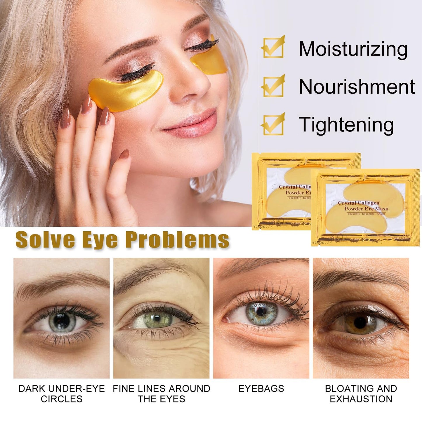 24K Gold Eye Masks & Lip Masks - Under Eye Patches for Puffy Eyes | Bridal Shower & Bachelorette Party Favors, Bulk Gifts