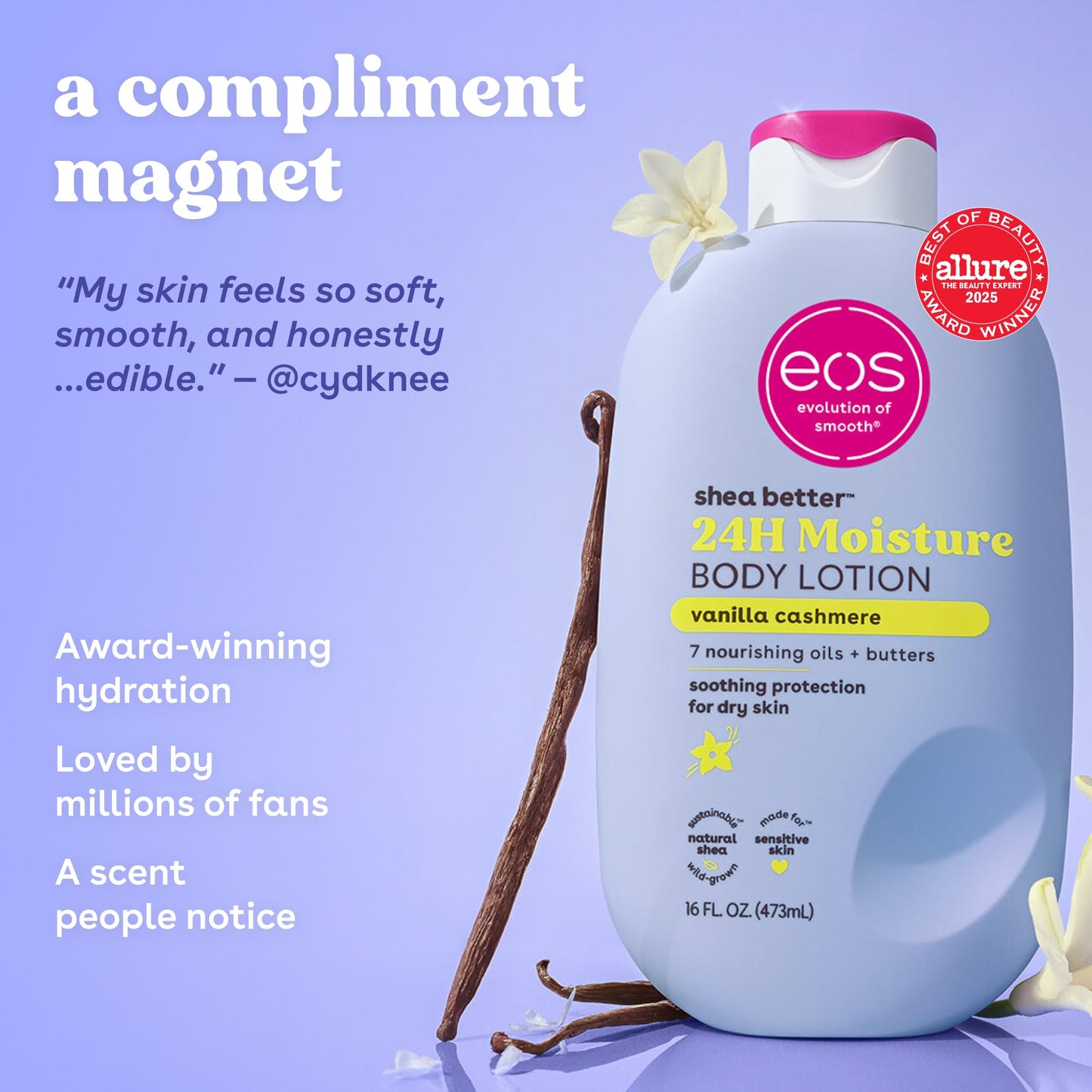 eos Shea Better Body Lotion Set- Vanilla Cashmere & Coconut Waters, 16 fl oz, 2-Pack