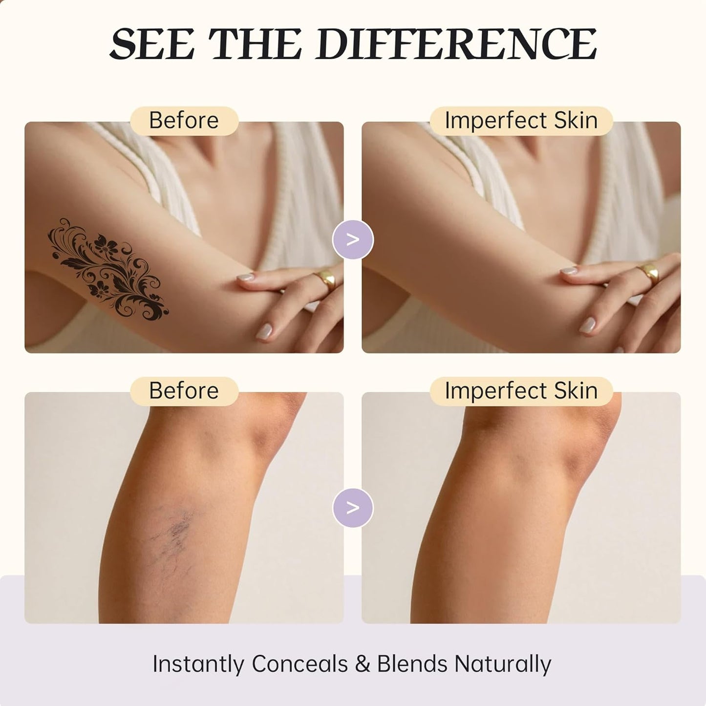 Tattoo Cover Up Makeup - Waterproof Full Coverage Concealer for Scars & Dark Spots | 2 Colors, 1.4oz