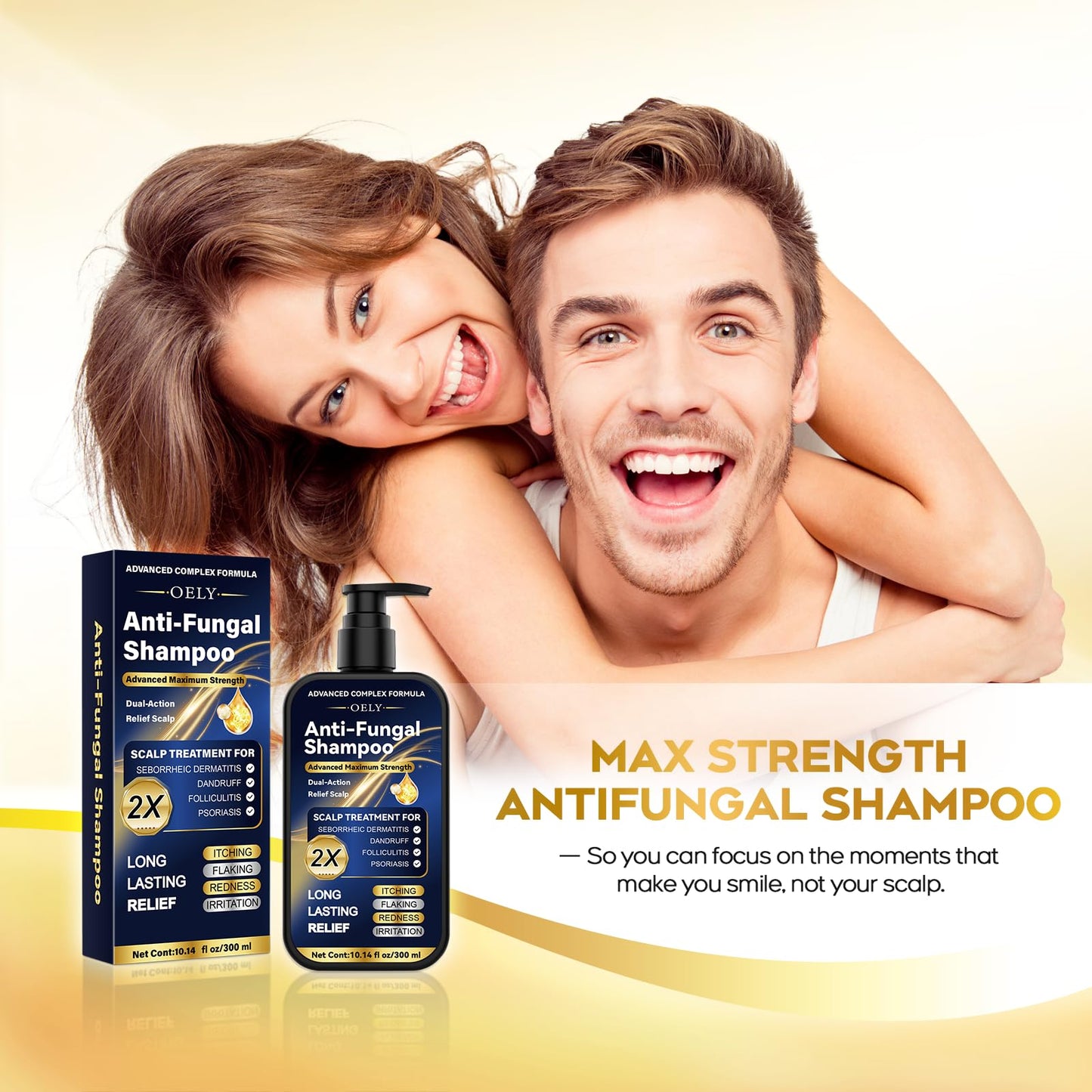 oely Enhanced Antifungal Shampoo for Seborrheic Dermatitis, Folliculitis & Scalp Psoriasis – Anti-Dandruff Shampoo for Men & Women, Relieves Itchy Dry Scalp, Sulfate & Paraben-Free, 10.1 Fl Oz-Fresh
