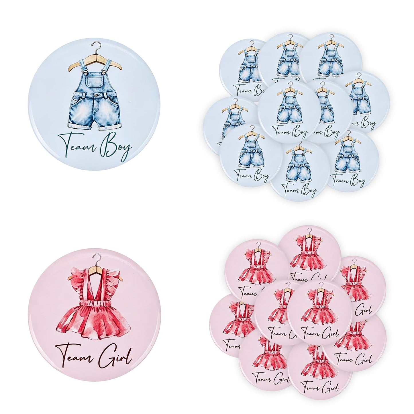 BRIOYHA 20 Pcs Gender Reveal Button Pins - Blue Pink Team Boy or Girl Badges, Party Supplies for Gender Reveal Celebrations, Birthday Game Decorations