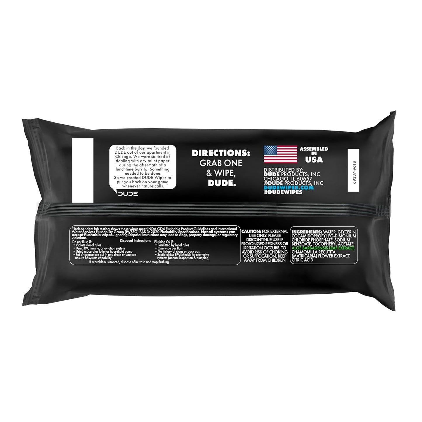 Dude Wipes Unscented Flushable Wipes - Extra-Large Adult Wet Wipes for Sensitive Skin | 6 Pack (288 Count) with Vitamin E and Aloe