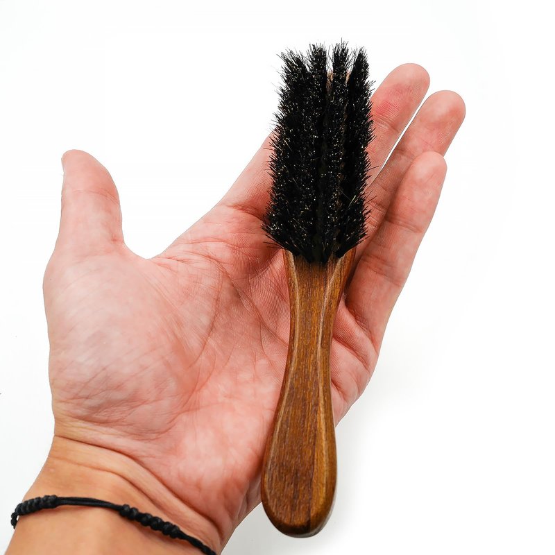 Menesia Small Beard Brush with Handle for Men, Travel Boar bristle Hair Beard Grooming Brush (Snake)
