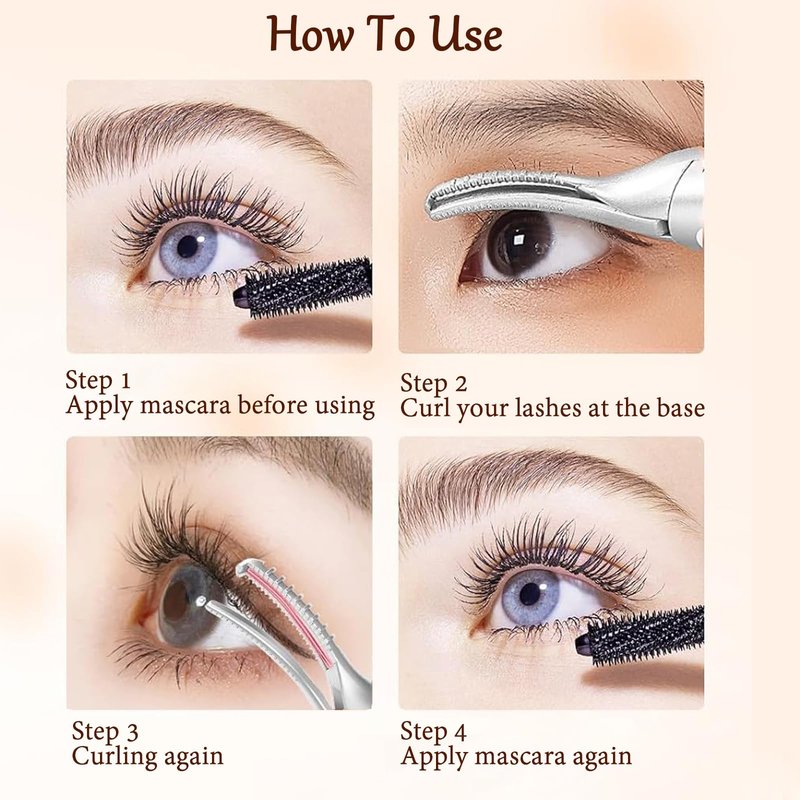 Heated Eyelash Curler - 2 in 1 Eye Lash Curler and Eyebrow Trimmer for Women with 2 Temperature Modes, USB Rechargeable Electric Eyelash Curler, Anti-Burn Design, Ideal Gift for Women(Black A1)