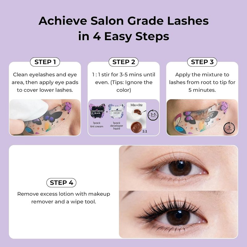 Lash & Brow Color Kit - Natural Black Temporary Eyelash & Eyebrow Dye | Lasts Up to 4 Weeks