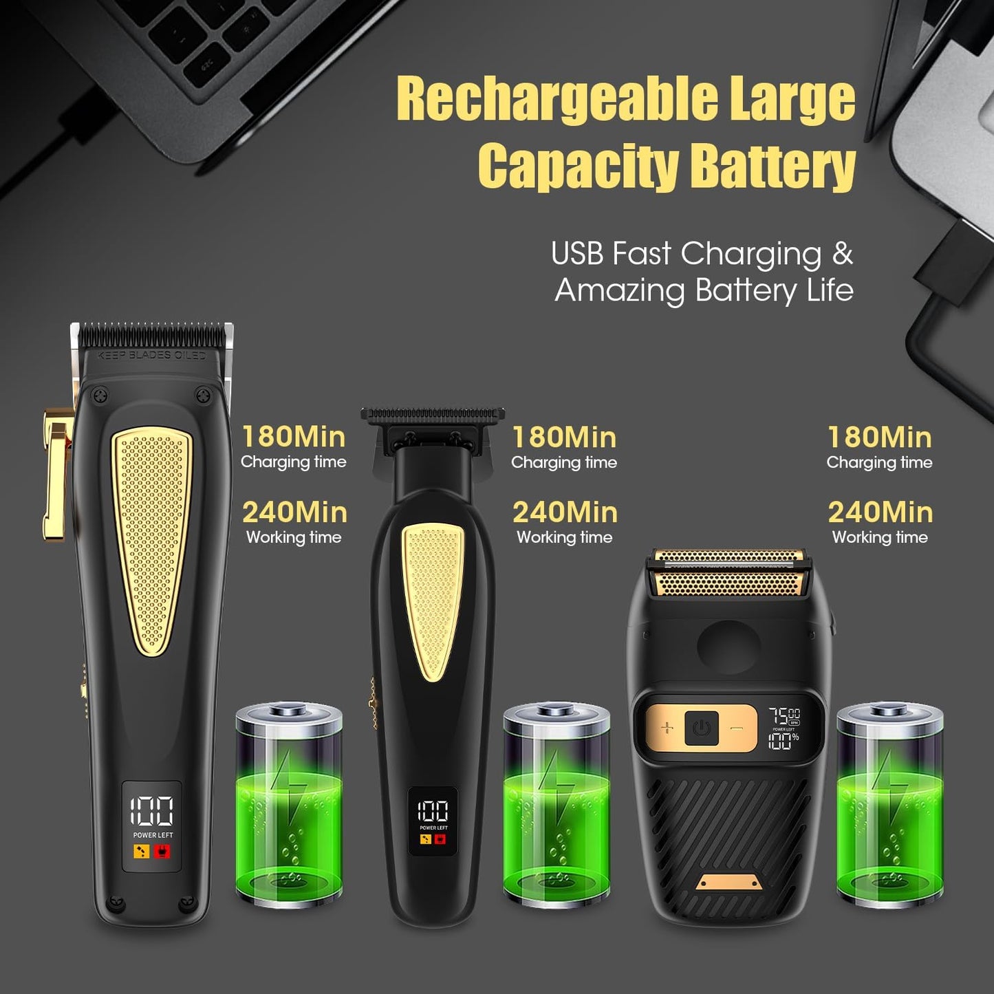 Cordless Hair Clippers for Men - Professional Grooming Kit with Foil Blade Shaver & Zero Gapped Trimmer | Perfect Gift for Him