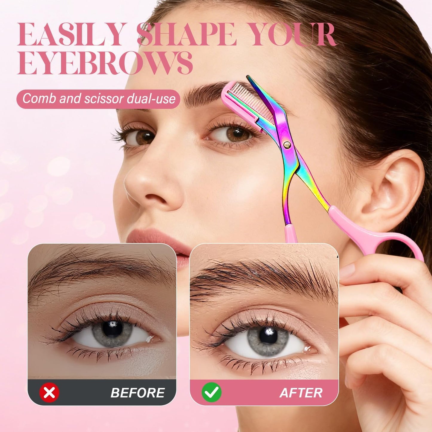 Eyebrow Trimmer Scissors - Stainless Steel Precision Cutter for Hair Removal | 2-in-1 Professional Tool with Comb for Men & Women