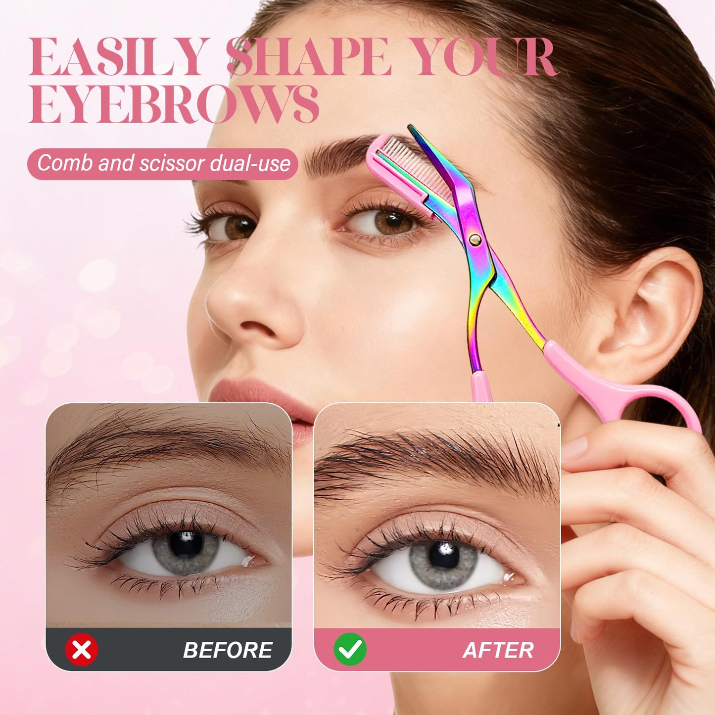 Eyebrow Trimmer Scissor, Stainless Steel Precision Cutter Hair Removal Makeup, 2-in-1 Professional Eyebrow Scissors with Comb,Tool for Women and Men (blue)