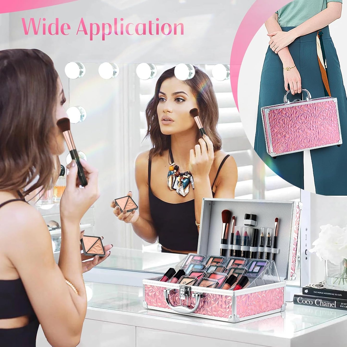Color Nymph Makeup Kit for Tweens - Complete Pink Cosmetic Set with Eye Shadow, Lipstick, Blush & Brushes