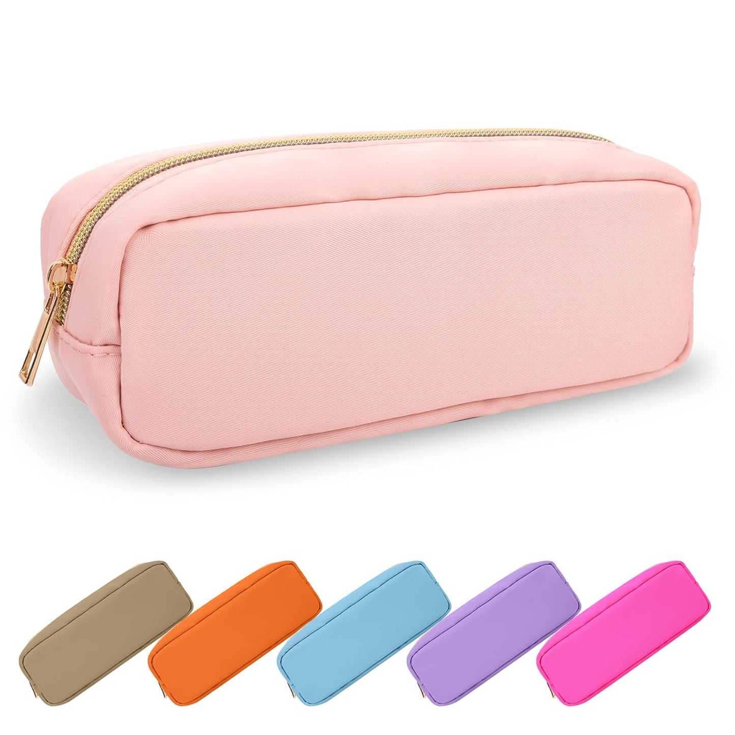 Waterproof Mini Floral Makeup Bag - Nylon Travel Pouch for Women | Cute Zipper Toiletry Organizer (Mini White-Flowers)
