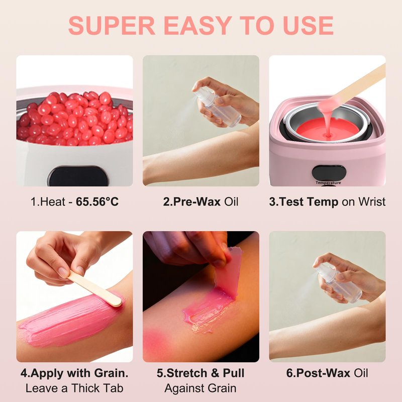 Waxing Kit, 500ml Digital Wax Warmer with 10-Minute Quick-Heat, Precision Temperature Control, Hair Removal Kit Includes 30 Waxing Sticks & 1 Silicone Bowl, for Home & Salon Use, Whole Body
