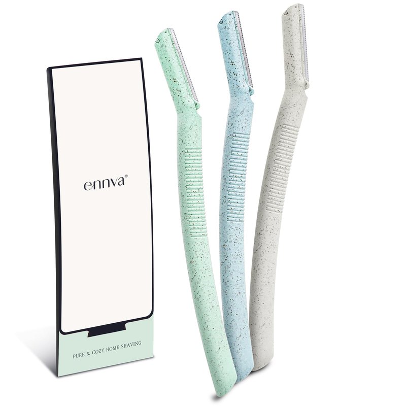 ENNVA 3pcs Dermaplane Facial Hair Removal Razor for Women - Anti-Cutting Protective Blades, Ergonomic Handle, Hygienic Disposable Blades