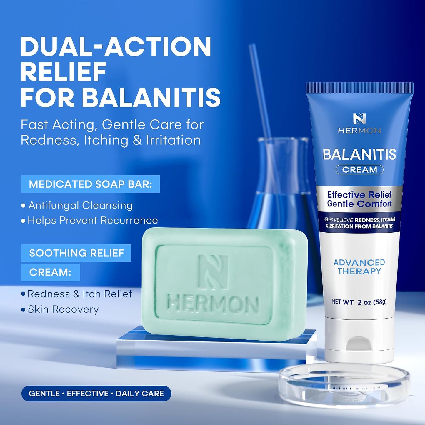 Balanitis Treatment Kit for Men - Soothing Cream & Clotrimazole Soap | Relieves Redness, Itching & Irritation
