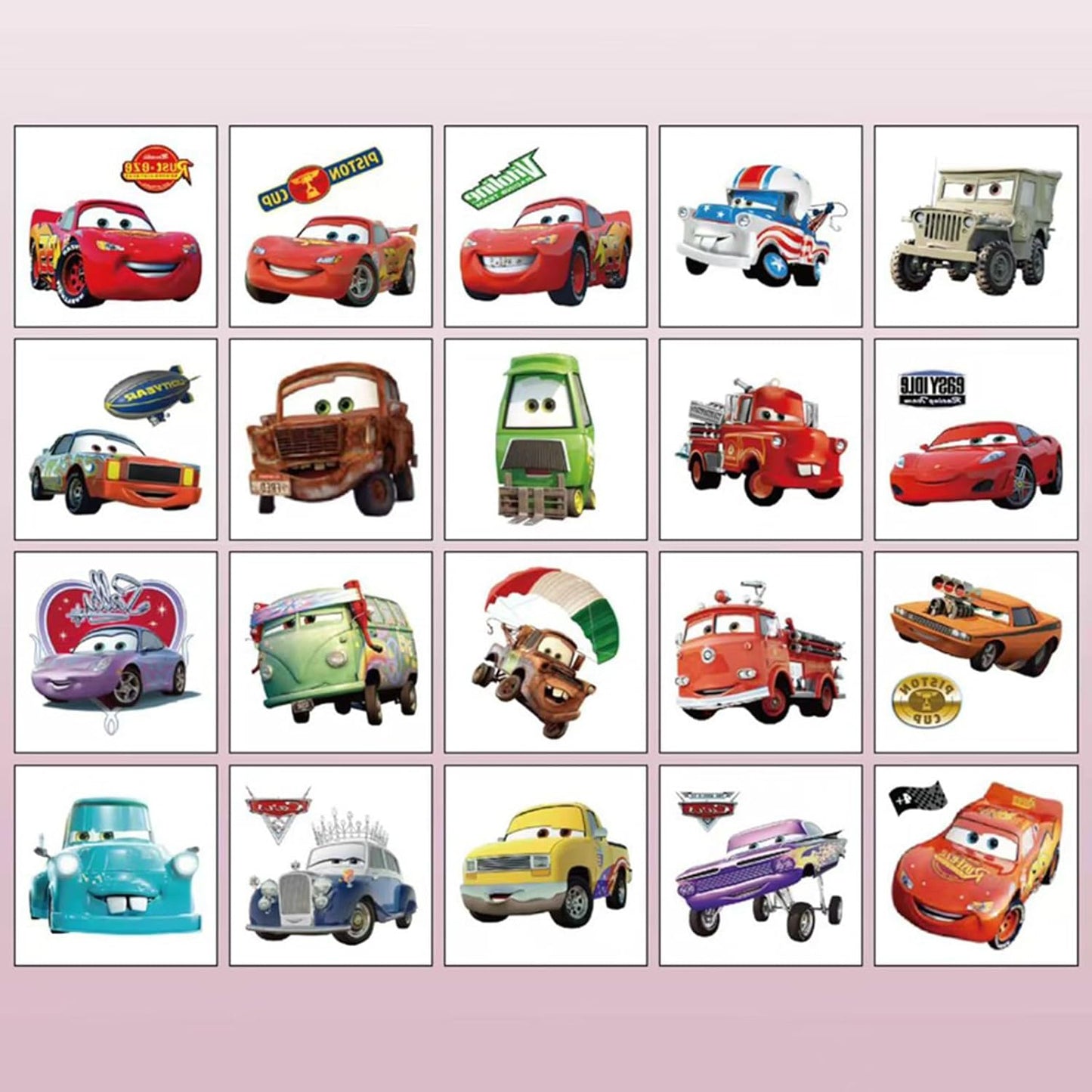 20pcs Movie Cars Temporary Tattoos - Fun Party Favors for Teens | Birthday Decorations & Game Rewards
