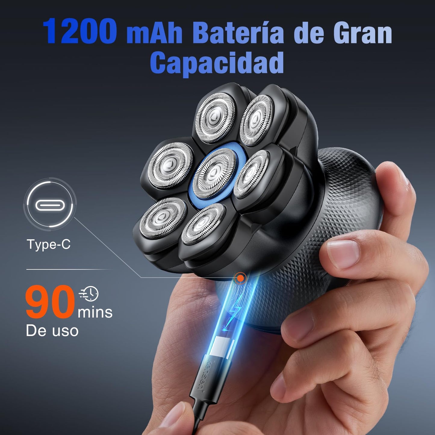 7D Head Shavers for Bald Men - 2026 New Dual Speed Electric Shaver, Bald Head Shaver with Magnetic Shaver Head IPX6 Waterproof Wet/Dry Use Shaving Balding Clipper LED Display Ink Black