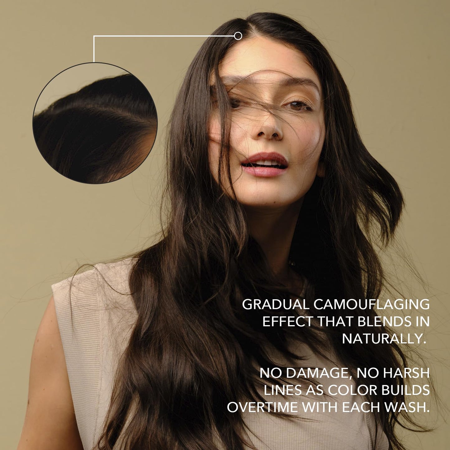 Kiwabi Hair Color Shampoo for Gray Coverage – Gradual, No Damage, Natural Hair Dye Shampoo for Gray Hair for Women & Men – Sulfate-Free & Ammonia-Free – Gentle on Hair & Scalp (Dark Brown)
