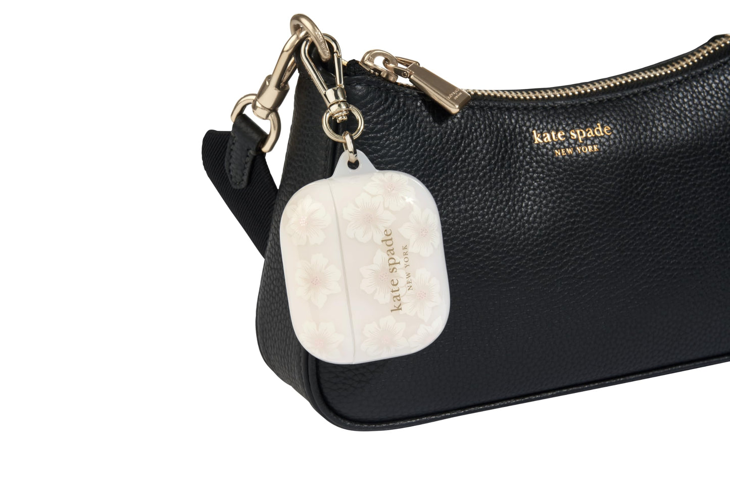 kate spade new york AirPods Protective Case with Keychain Ring - Hollyhock Cream, Compatible with AirPods 3rd Generation