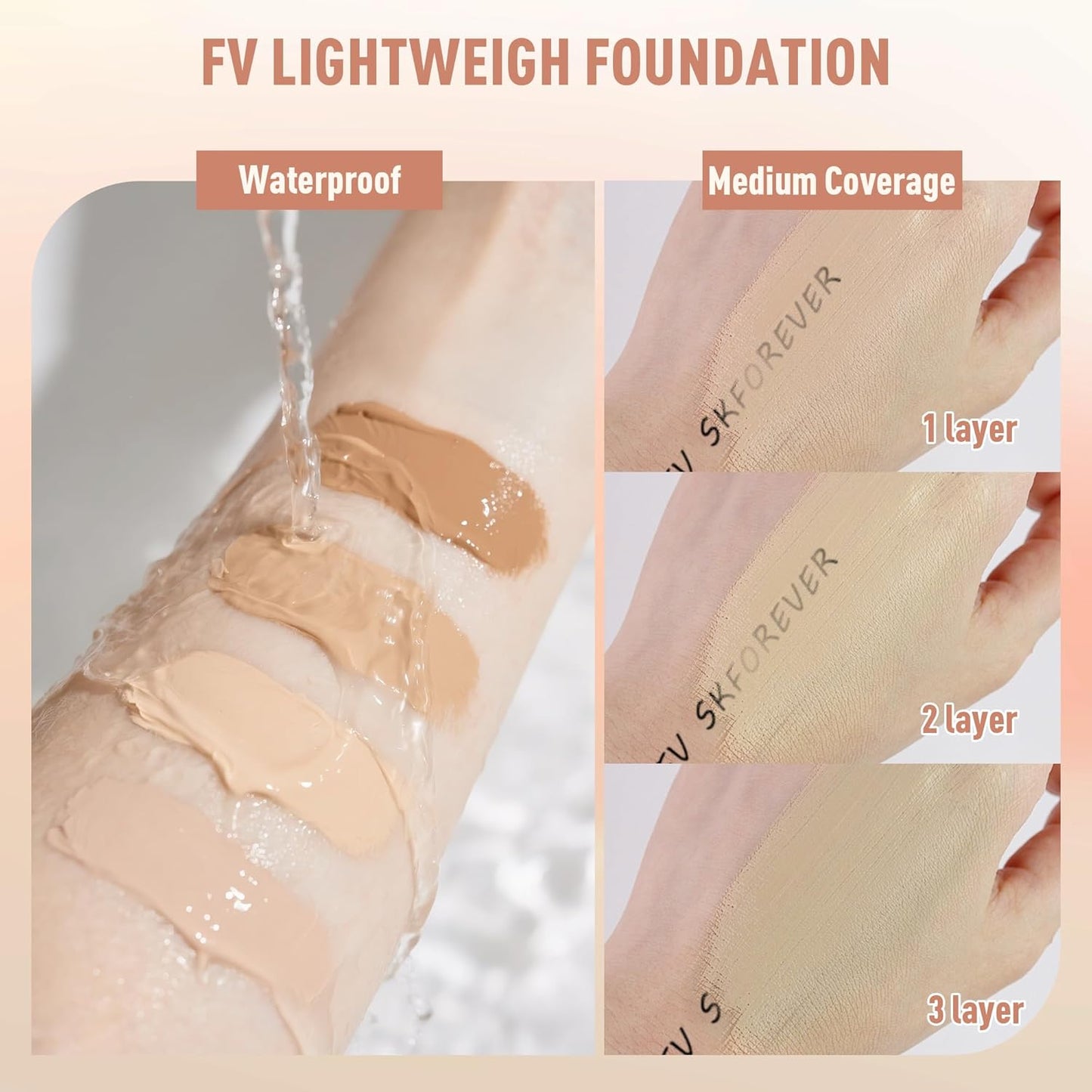 Dewy Liquid Foundation Makeup - Waterproof & Lightweight Hydrating Formula | 2 Pack, Classic Ivory
