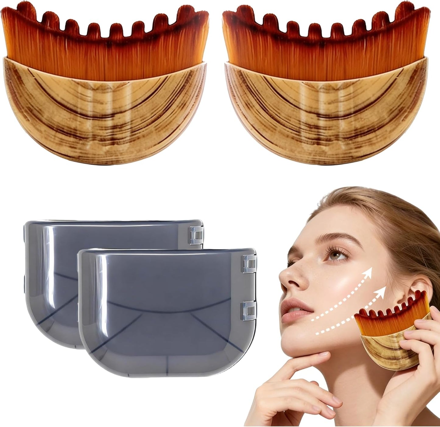 Lymphatic Contour Face Brush - Super Soft Manual Massager for Sculpting & Reducing Puffiness | Portable Case Included