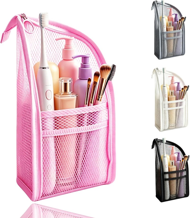 Lightweight Portable Travel Toiletry Bag - EVA Clear Hanging Makeup Organizer | Pink
