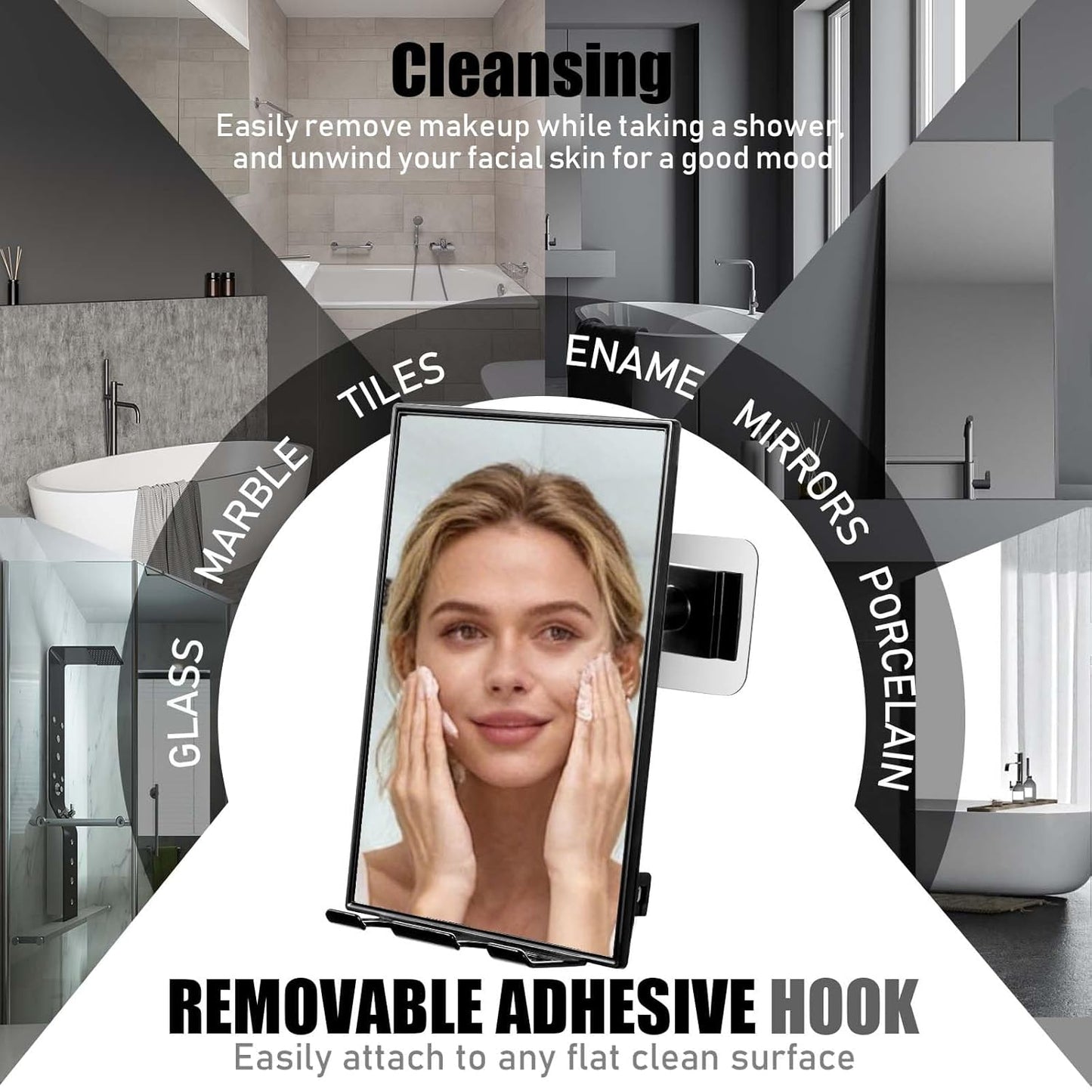 Shower Mirror for Shaving & Washing Face - 360° Adjustable with Razor Holders | Easy Install Bathroom Accessory