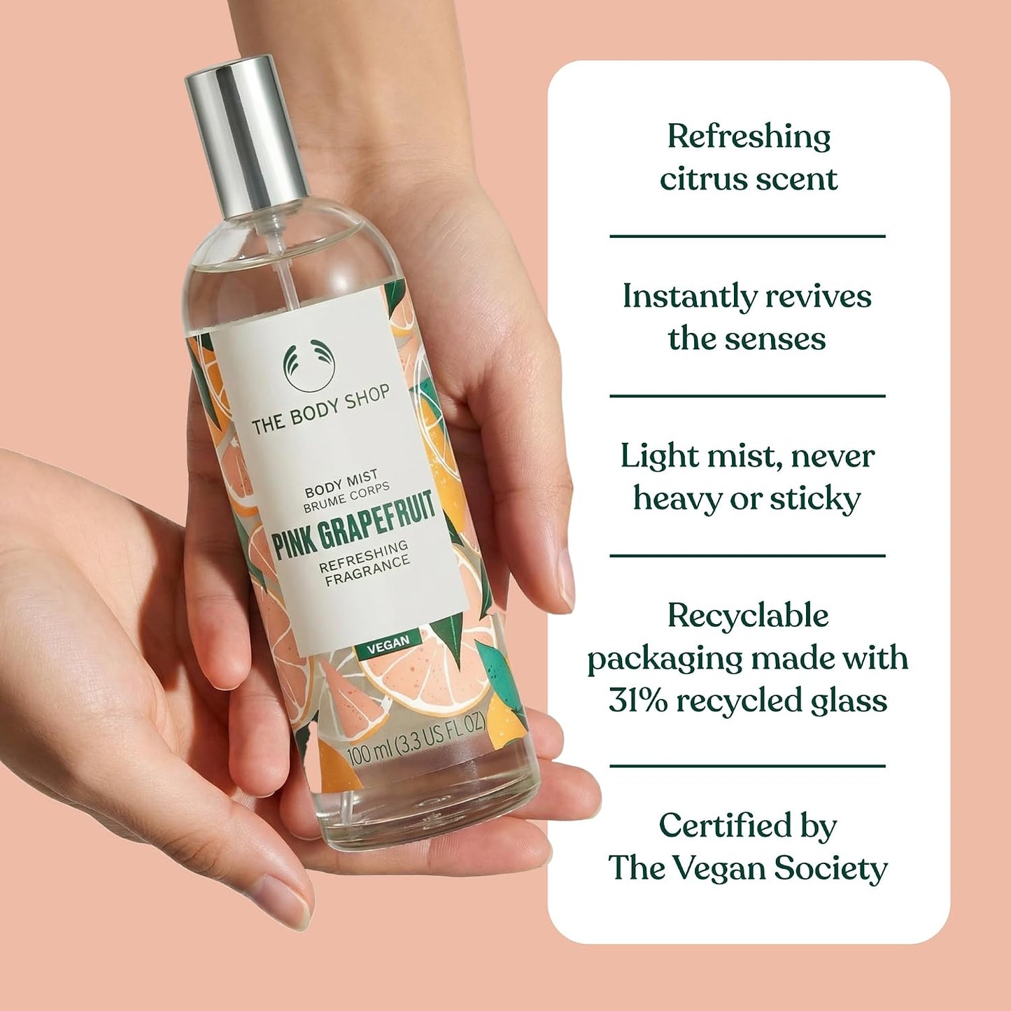 Pink Grapefruit Body Mist - Paraben-Free Body Spray | 3.3 Fl. Oz.
