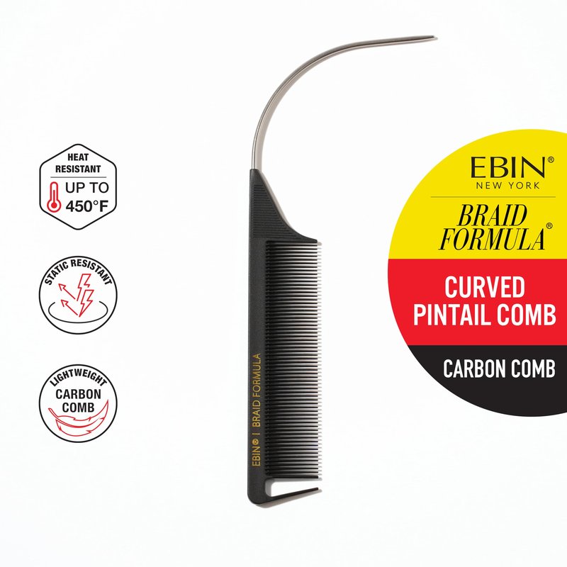 Hair Styling Curved Pintail Parting Comb 3 Pack - Curved Tail Comb for Parting, Sectioning, Detangling and Grooming - Heat Resistant, Ideal for Creative Braid Design, Protective Style