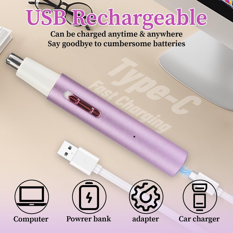 Mendaping 2026 Rechargeable Nose & Ear Hair Trimmer, Dual-Edge Blade Electric Clipper for Women Men, Facial & Eyebrow Hair Removal Tool, Powerful Motor, Painless, Easy to Clean (Multicolor)