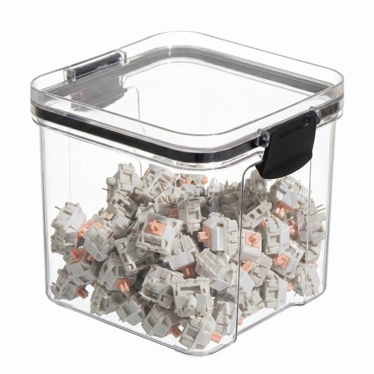 1 Pcs Clear Canisters with Airtight Lids, Square Dry Goods Storage Containers for Pantry, Mechanical Keyboard Switch Storage Box and Keycap Jar, Stackable Kitchen Food Storage Case, 700ml