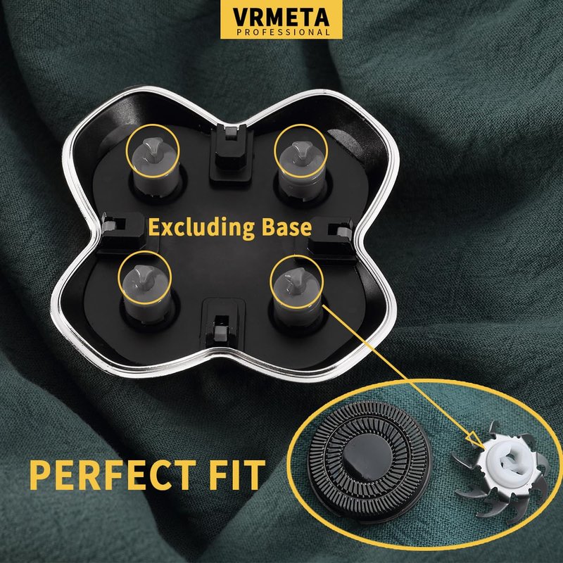 VRMETA 4 PCS Shaver Head Replacement Blades for Skull Pitbull Carver PRO 4 Electric Razor Replacement heads (Black)