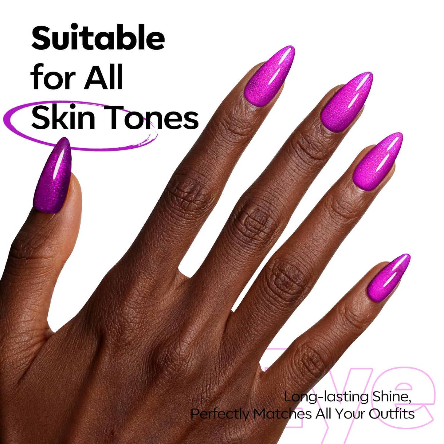 Cat Eye Gel Nail Polish - Purple Magnetic Shimmer with Yellow Glitter | Soak Off UV Winter Gel for DIY Manicure
