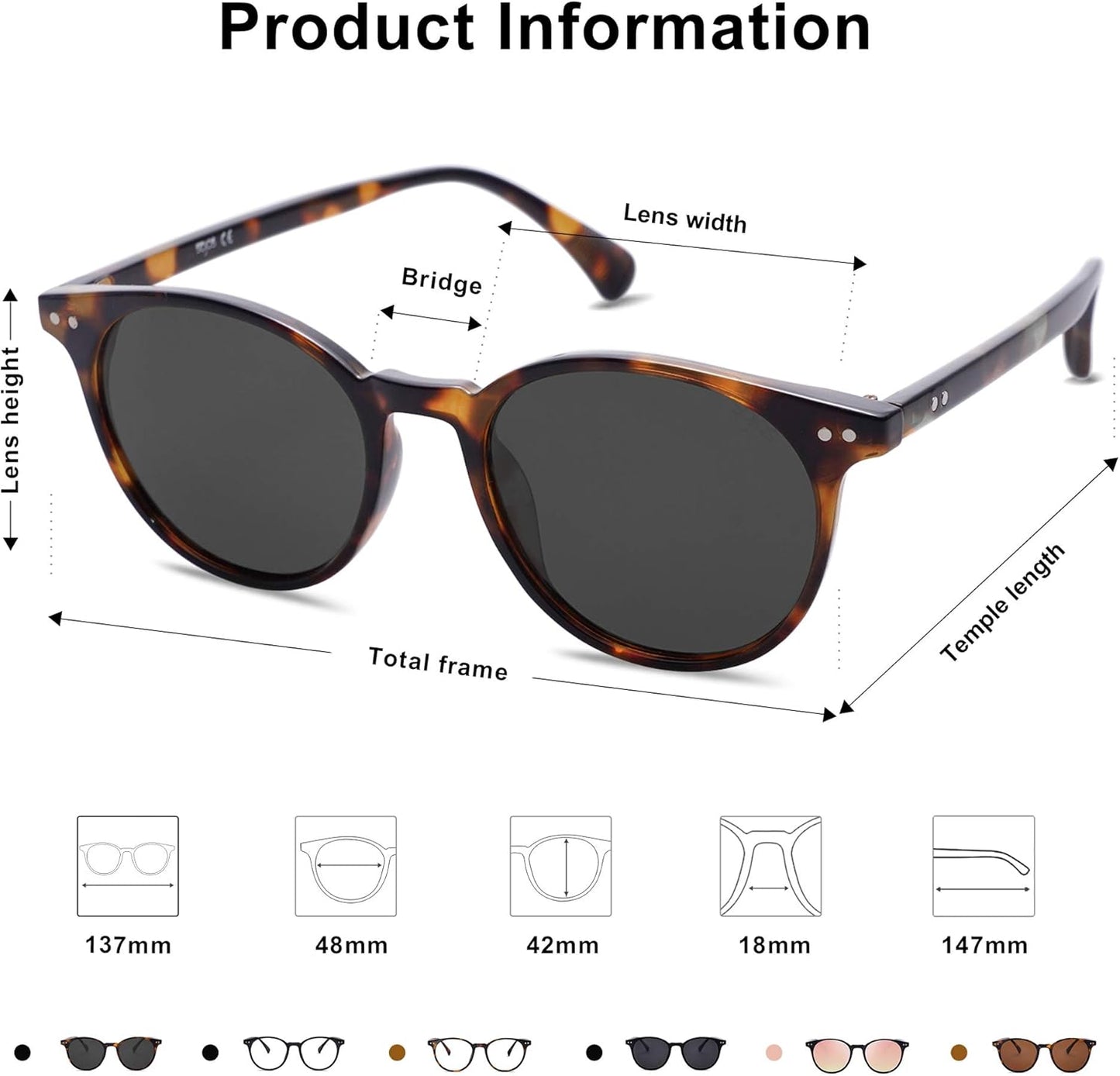 SOJOS Small Round Polarized Sunglasses for Women & Men - Vintage UV400 Protection