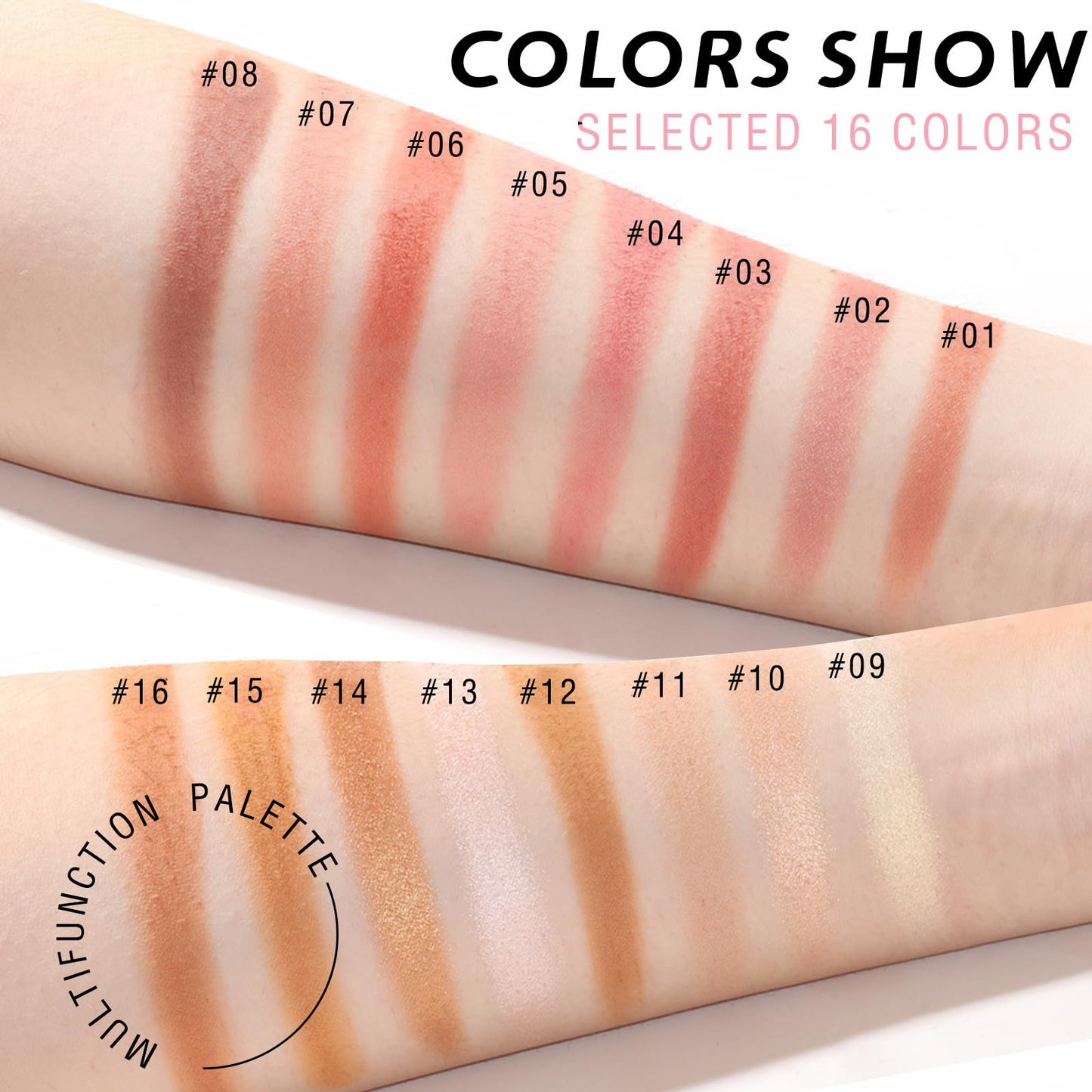 NewBang 16 Colors Blush Contour Highlighter Makeup Palette with Brush, Matte Mineral Face Blush Powder for Cheek, Bright Shimmer Illuminator Bronzer Professional Facial Beauty Makeup Blushes Set