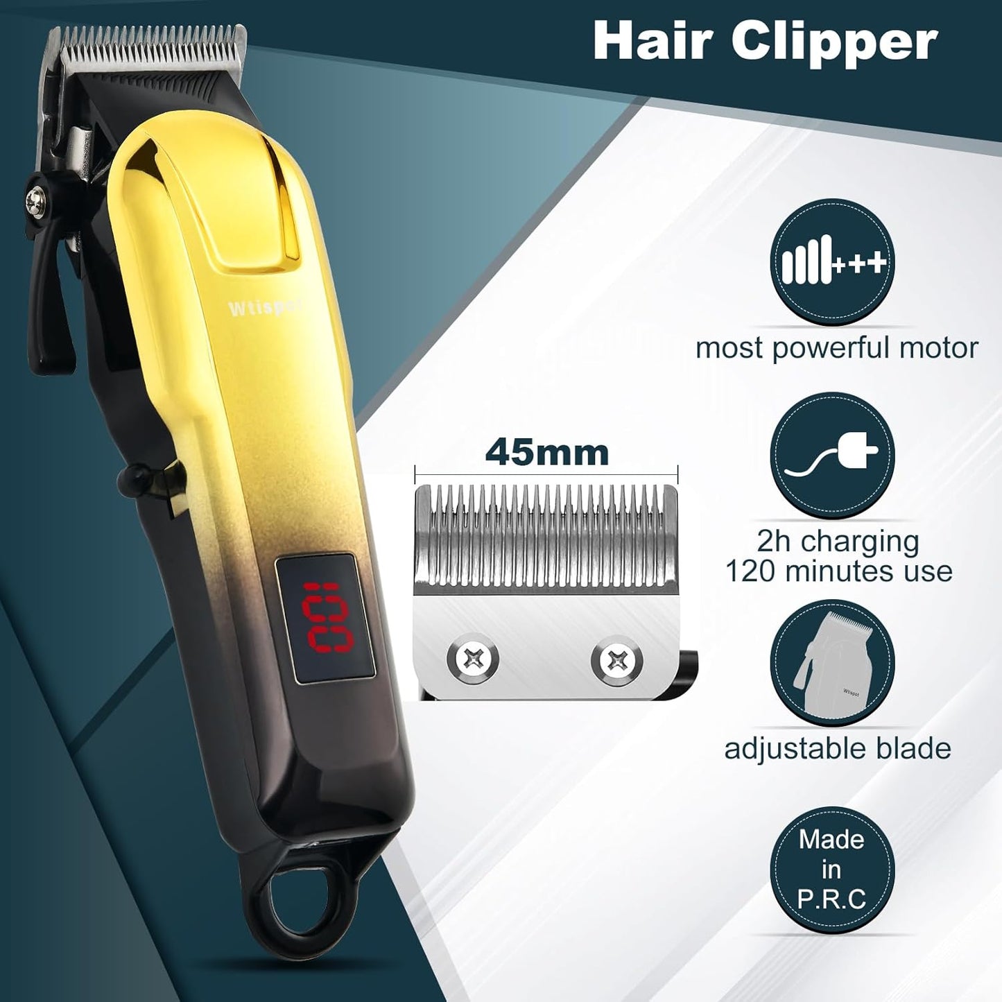 Hair Clippers Set for Men - Professional Cordless Trimmer with LED Display | Beard Shaver & Hair Cutting Machine