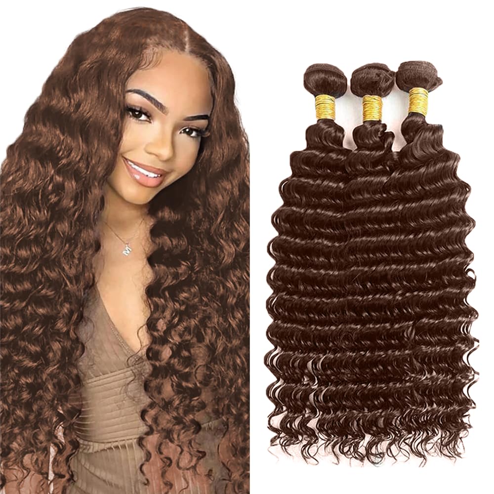 #4 Brown Human Hair Bundle Chocolate Brown Body Wave Bundles 20 22 24 inch 100% Unprocessed Brazilian Virgin Hair 3 Bundles Color #4 150g