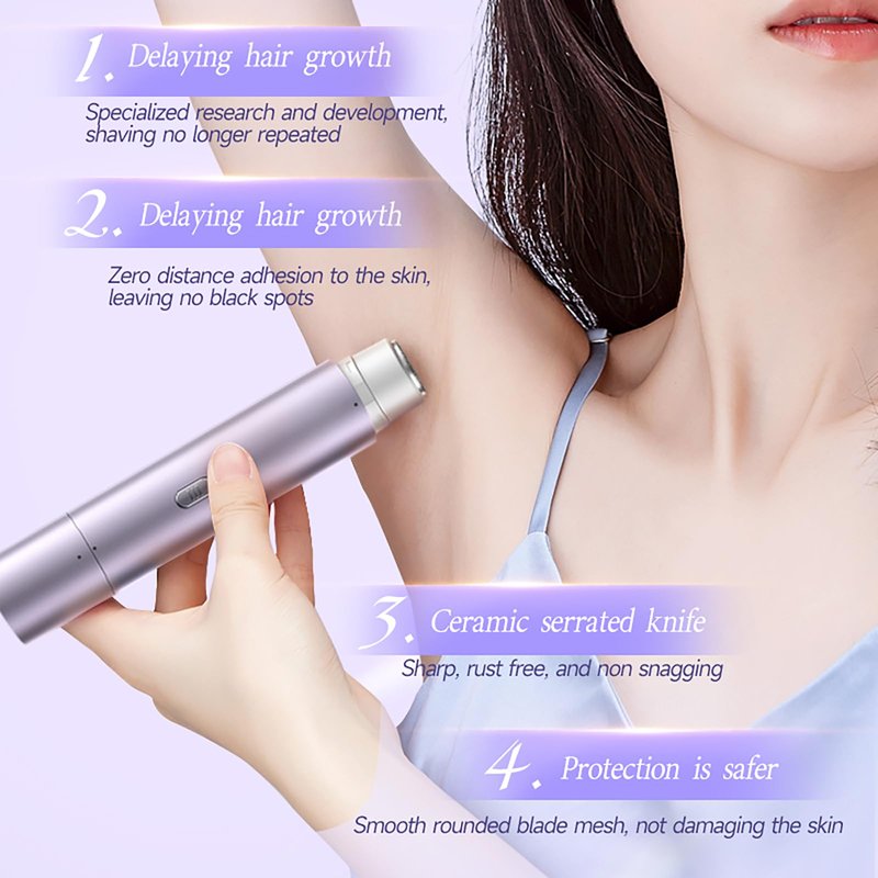 Dual Head Electric Shaver for Women, Bikini, Underarm, Body Hair Remover, Rechargeable & Waterproof, Cordless Painless Hair Trimmer with Ceramic Blades, Silent Smooth Shaving