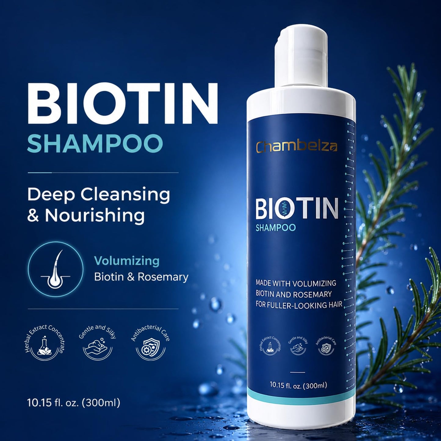 Biotin Shampoo & Rosemary Conditioner Set - Anti-Hair Loss Shampoo and Conditioner for Men and Women - Formulated for Fine Hair - Targets Thinning Hair and Hair Loss - 10.15 fl oz