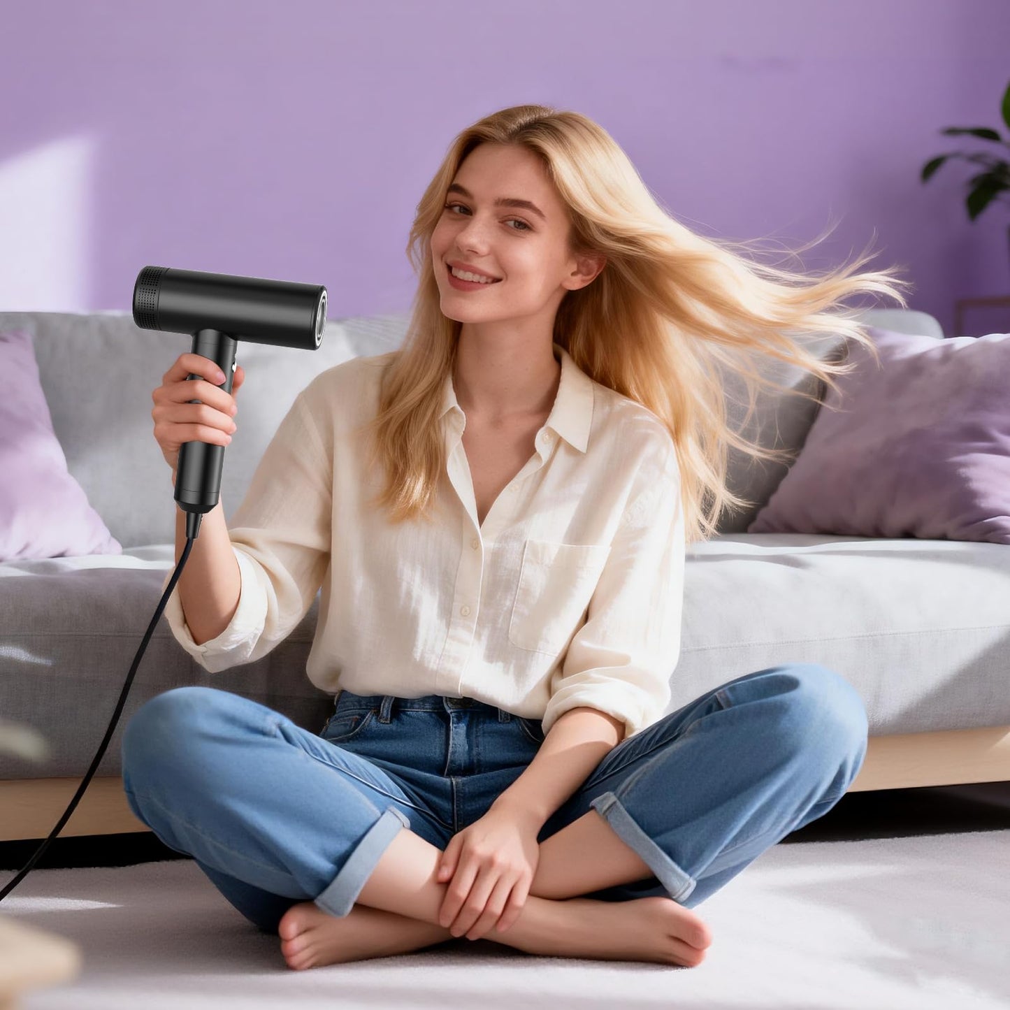 EROFEXO High Speed Hair Dryer, Metal Body Blow Dryer with Diffuser & Nozzle, 110,000 RPM Brushless Motor for Fast Drying, 300 Million Negative Ions Hair Dryer, Travel Hairdryer for Women & Men