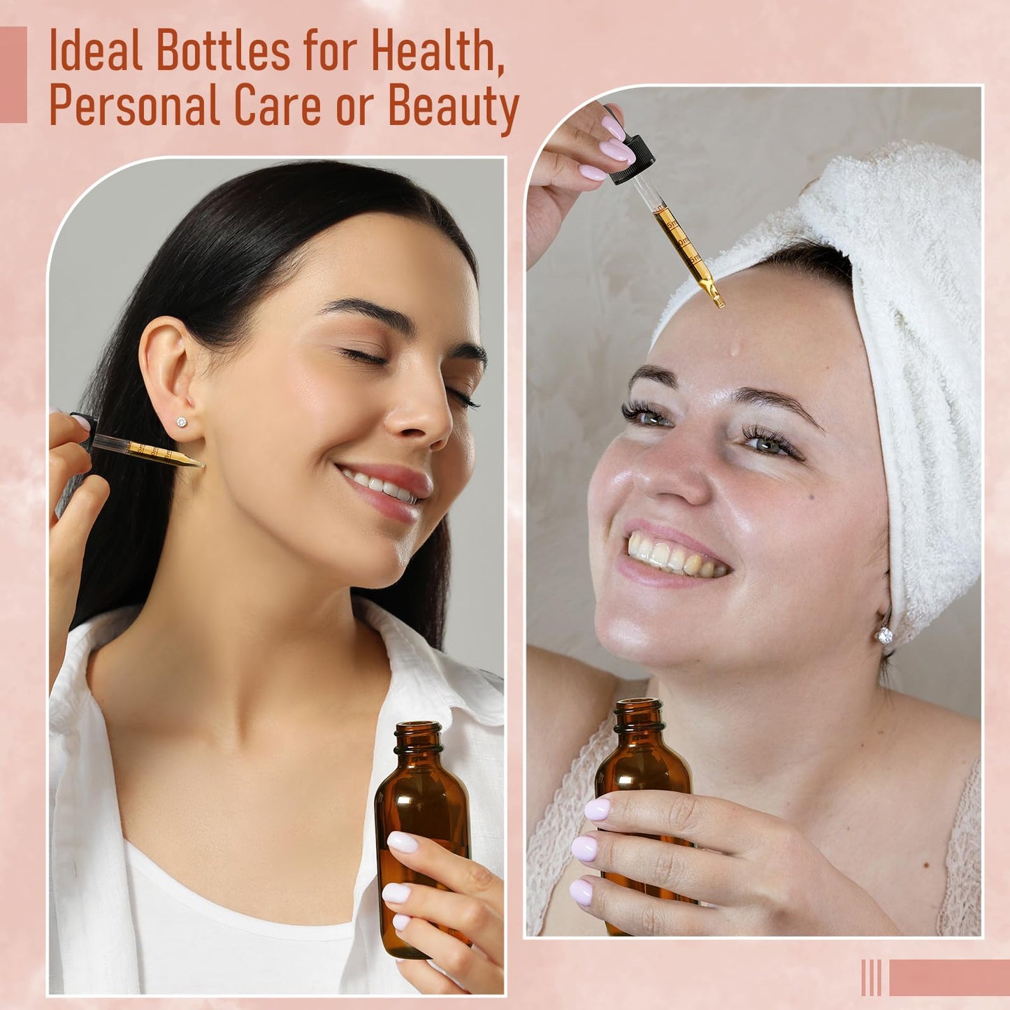 4 oz Dark Amber Glass Dropper Bottles with Measured Dropper, 4 Pack- 120ml Thick Tincture Bottle with Measurement Eye Droppers, Leakproof Essential Oils Bottle for Health, Personal Care & Beauty