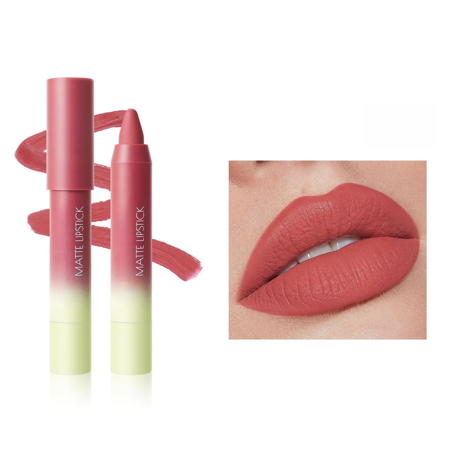 ONarisae 2in1 Lip Liner & Lipstick Combo Matte Longwear Waterproof Lipstick for Women #03 Coral Pink